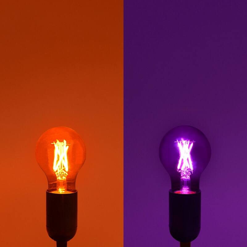 Luxrite A19 Halloween LED Purple and Orange Light Bulbs 4.5W=60W UL E26 Indoor Outdoor Holiday Lighting
