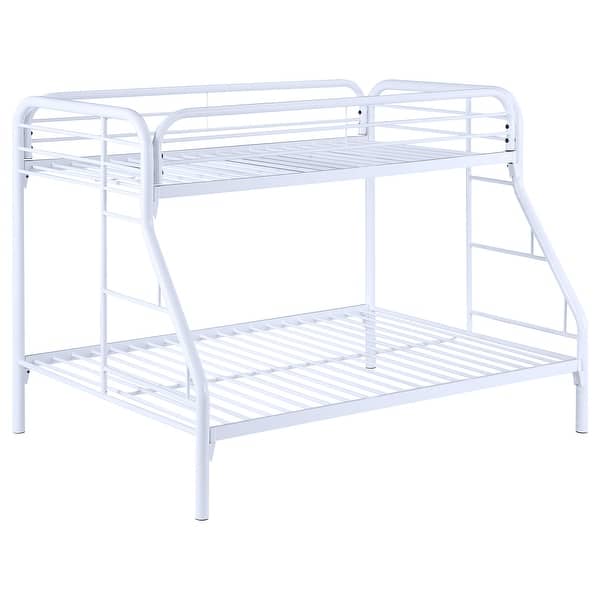 slide 2 of 82, Morgan Contemporary Metal Frame Bunk Bed Twin Over Full - White
