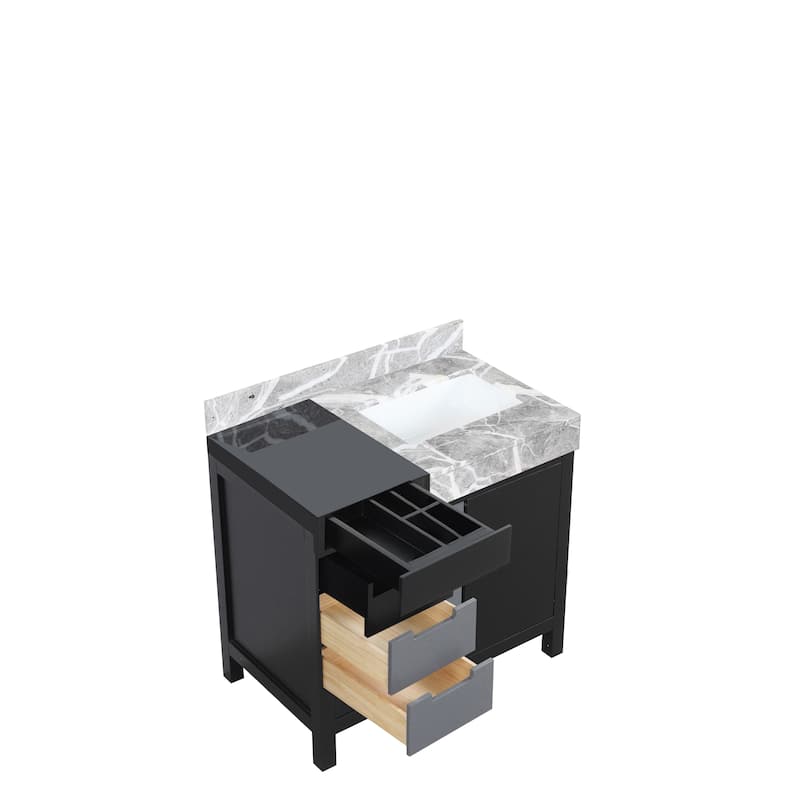 Lexora Zilara Bathroom Vanity in Black and Grey With Contertop