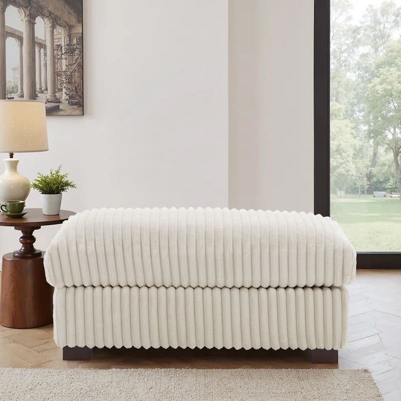 Modern Interior Rectangle Faux Fur Ottoman