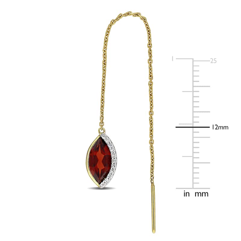 Miadora 2ct TGW Gemstone 1/10ct TDW Diamond Threader Earrings 14k Yellow Gold