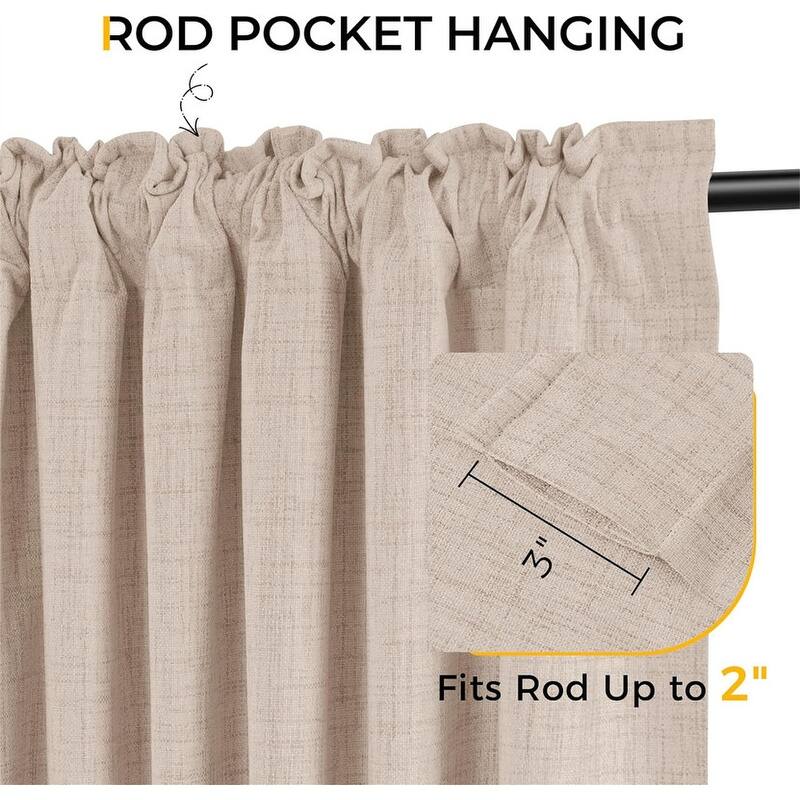 Oatmeal Sliding Door Curtains 100x84" Farmhouse
