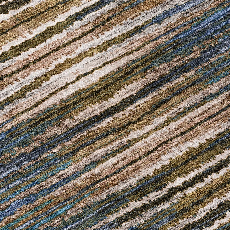 Machine Washable Indoor/ Outdoor Chantille Jagged Stripes Rug