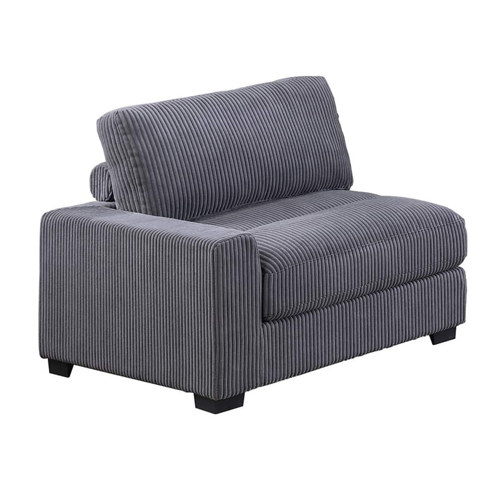 Gray Wide-Welt Corduroy Upholstered Modular Piece