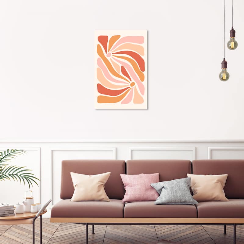 Wynwood Studio Canvas Floral and Botanical Retro Floral Vibes Pink and Light Pink Modern & Contemporary Wall Art Canvas Print - 20 x 30