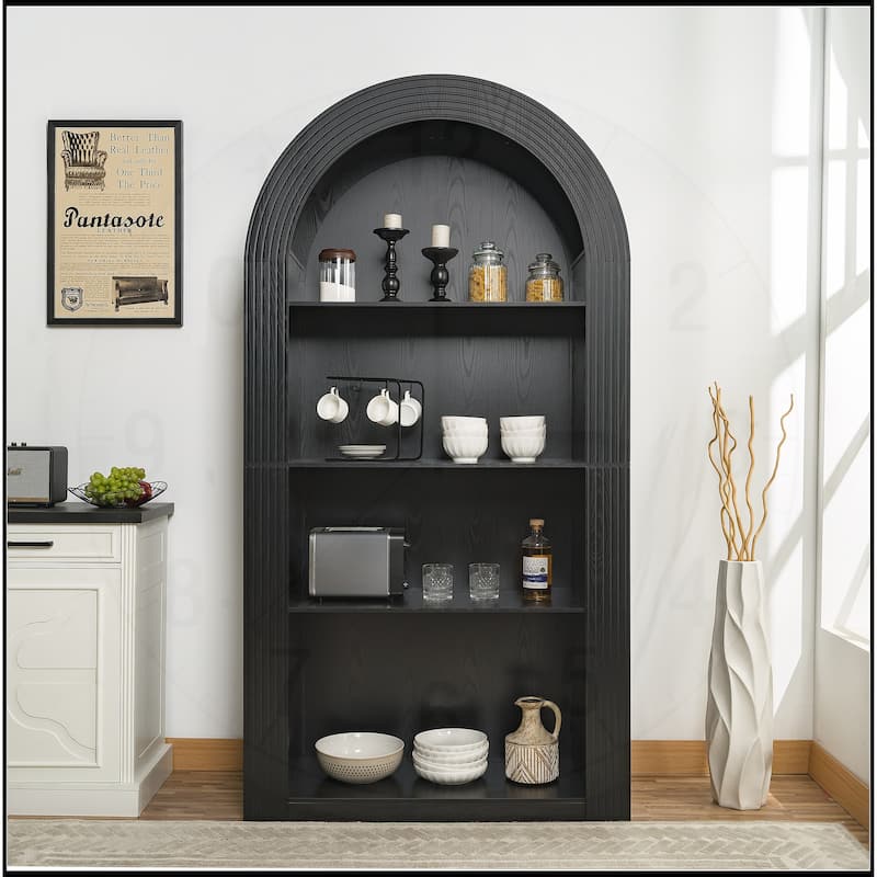 78.74" Tall 4-Tier Arched Bookcase with Open Display Storage