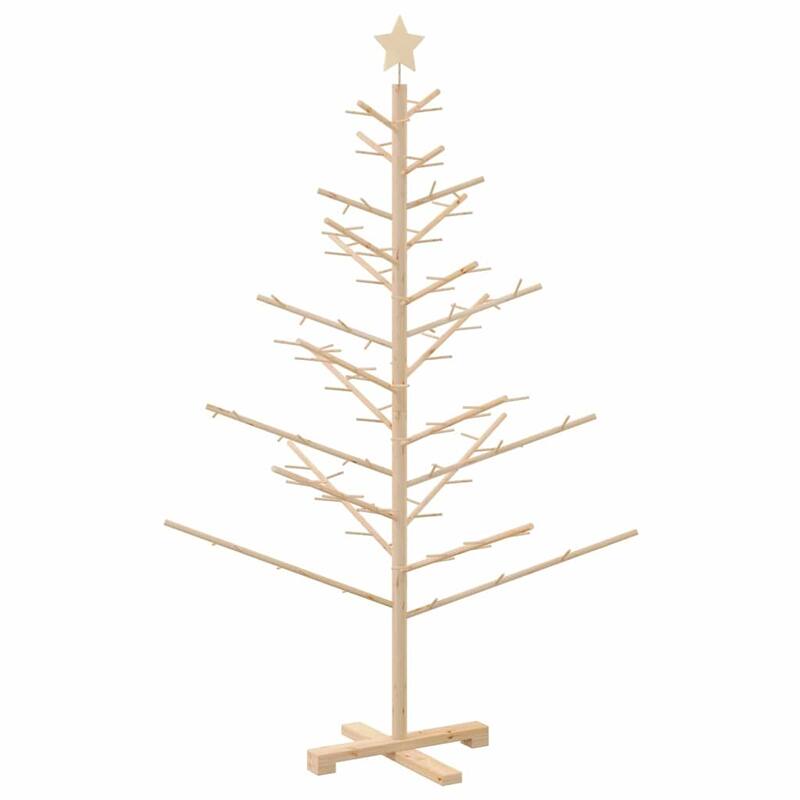 vidaXL Wooden Christmas Tree with Stand Natural/Brown Solid pine wood