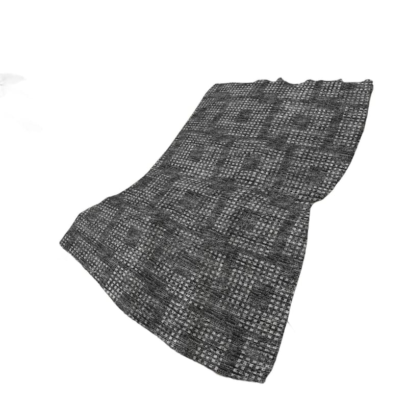 HomeRoots 50" X 70" Black And Silver Geometric Polyester Woven Plush Throw Blanket