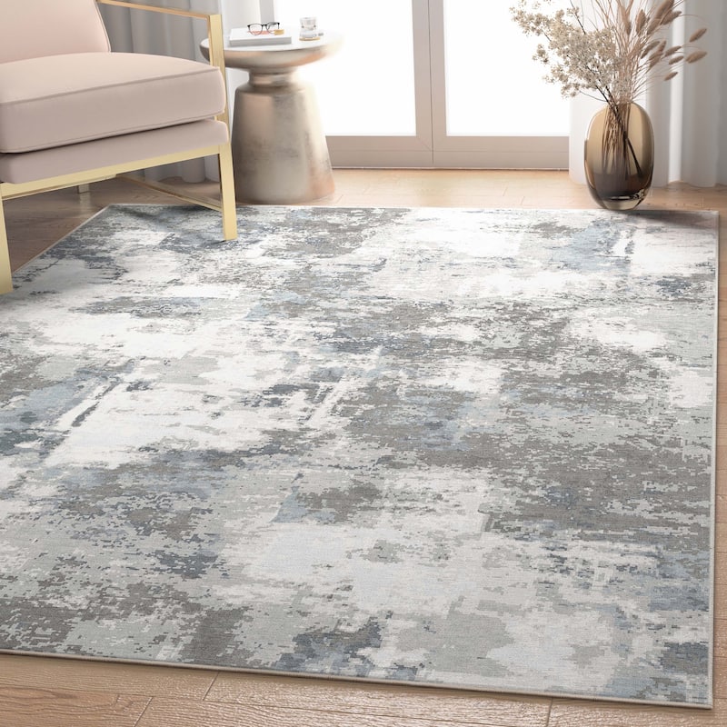 Well Woven Abstract Marrakech Modern Brushstroke Flat-Weave Rug - Gray - 7' 7" x 9' 10" - Rectangle