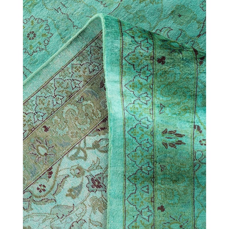 Fine Vibrance, One-of-a-Kind Hand-Knotted Area Rug - Green, 9' 1" x 11' 10" - 9' 1" x 11' 10"