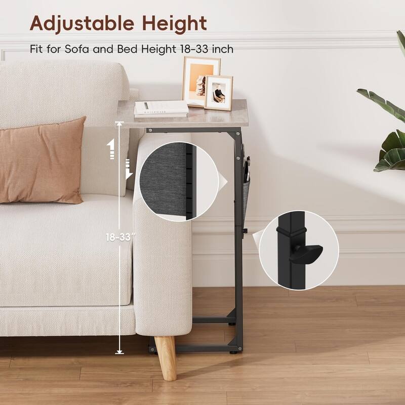 C Shaped End Table - 16"D x 12"W x 33"H