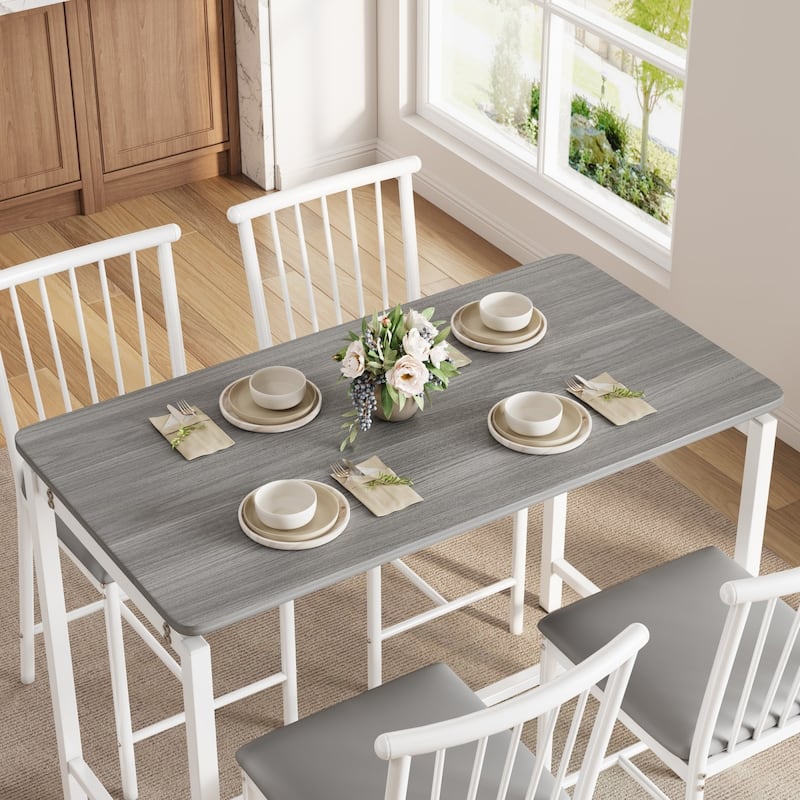 5-Piece Rectangular Dining Table Set with 4 Upholstered Chairs