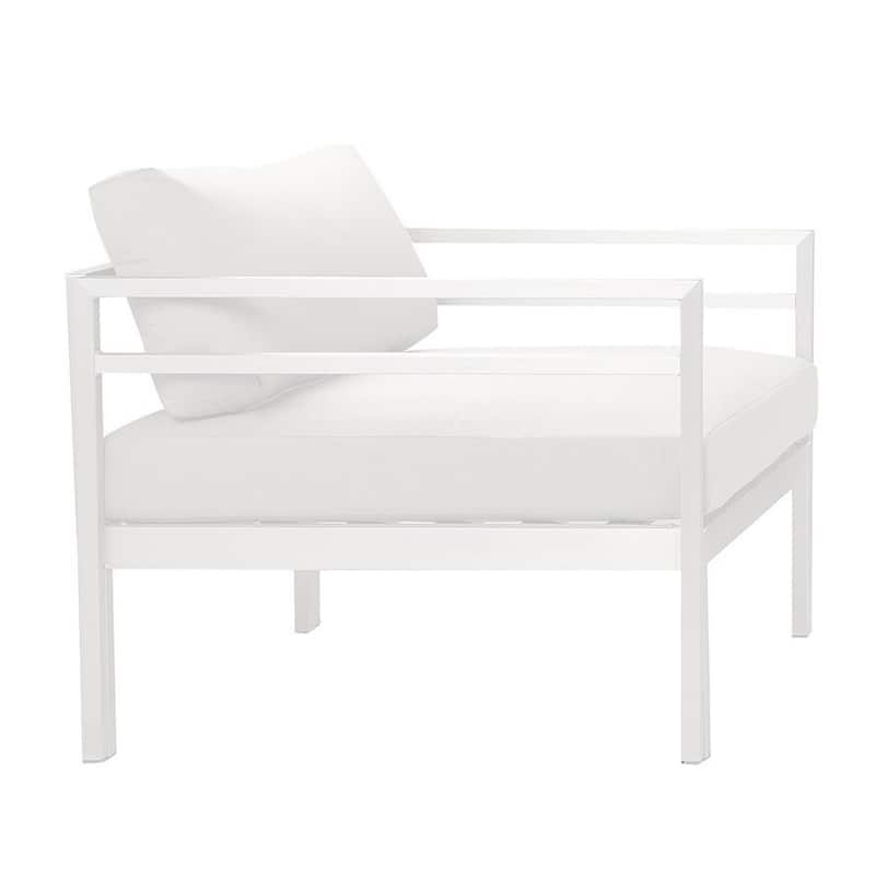 Billy 4 Piece Outdoor Sofa Set, Classic White Aluminum, Fabric Cushions