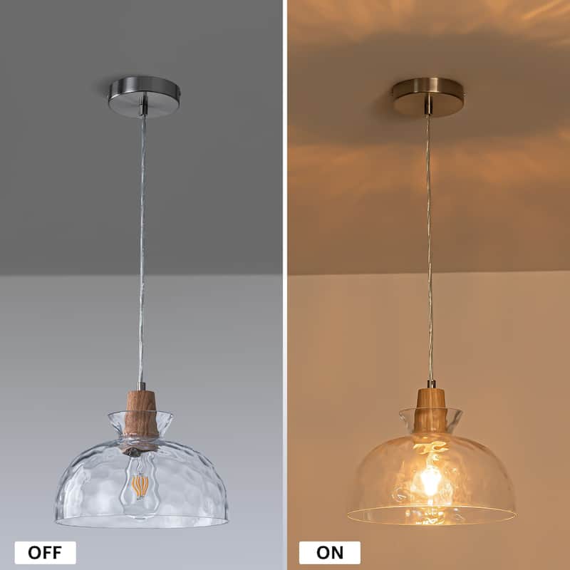 Starsky 1-Light Modern Hammered Ripple Glass Pendant