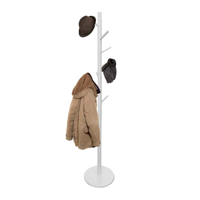 Made4Home Teylers Solid Wood 8-Hook Freestanding Coat Rack - White