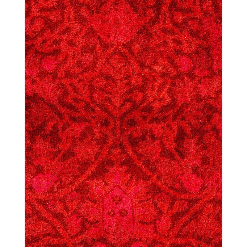 Overton Hand Knotted Wool Vintage Inspired Modern Contemporary Overdyed Orange Round Area Rug - 4' 1" x 4' 1"