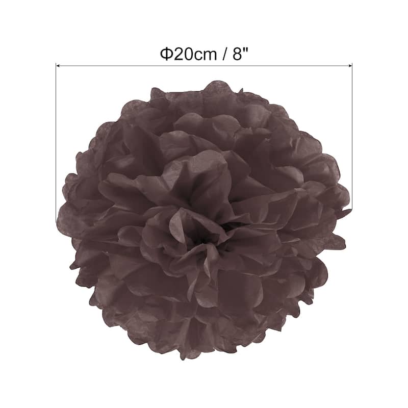 5Pcs 8" Tissue Pom Poms Paper Flowers Ball Party Wedding Decor - Brown