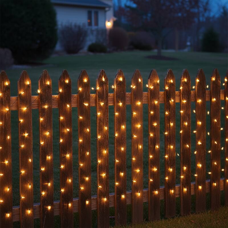 Mini Net Style Christmas Lights - 4' x 6' - Clear - Green Wire