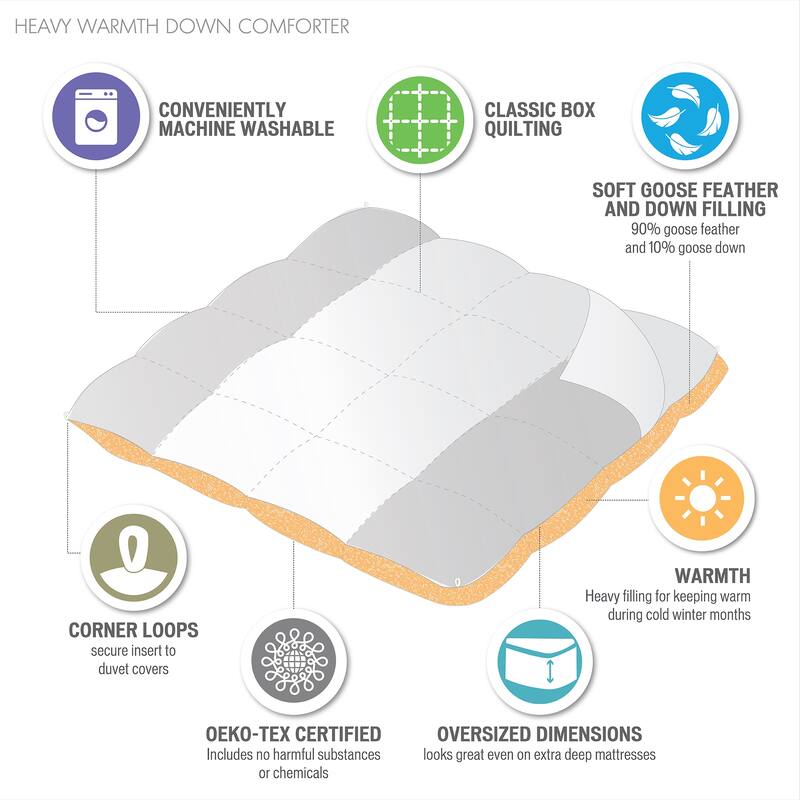 Madison Park Heavy Warmth Goose Feather and Down Oversize Comforter