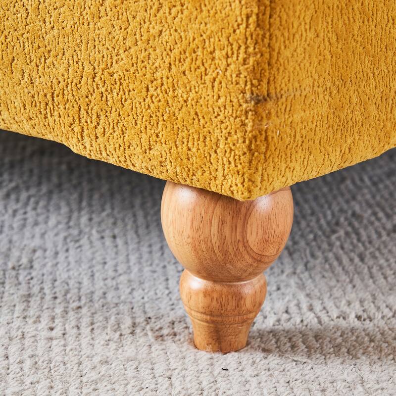 Modern Mid-Century Yellow Foam Chaise Lounger Sofa
