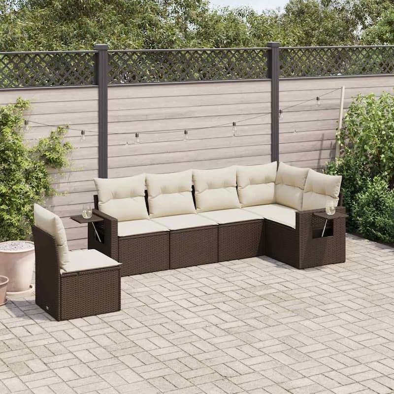 vidaXL Patio Sofa Set with Cushions Outdoor Conversation Furniture Poly Rattan
