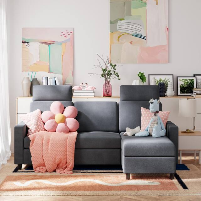 Futzca Modern L-shaped Convertible Sectional Sofa w/ Reversible Chaise