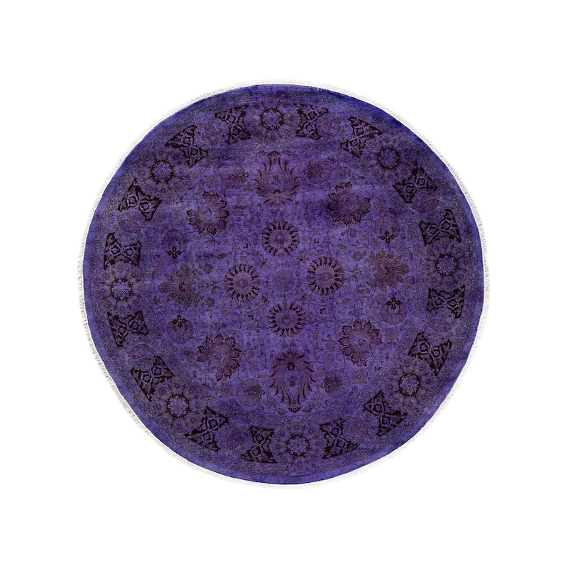 Fine Vibrance, One-of-a-Kind Hand-Knotted Area Rug - Purple, 6' 1" x 6' 1" - 6' 1" x 6' 1"