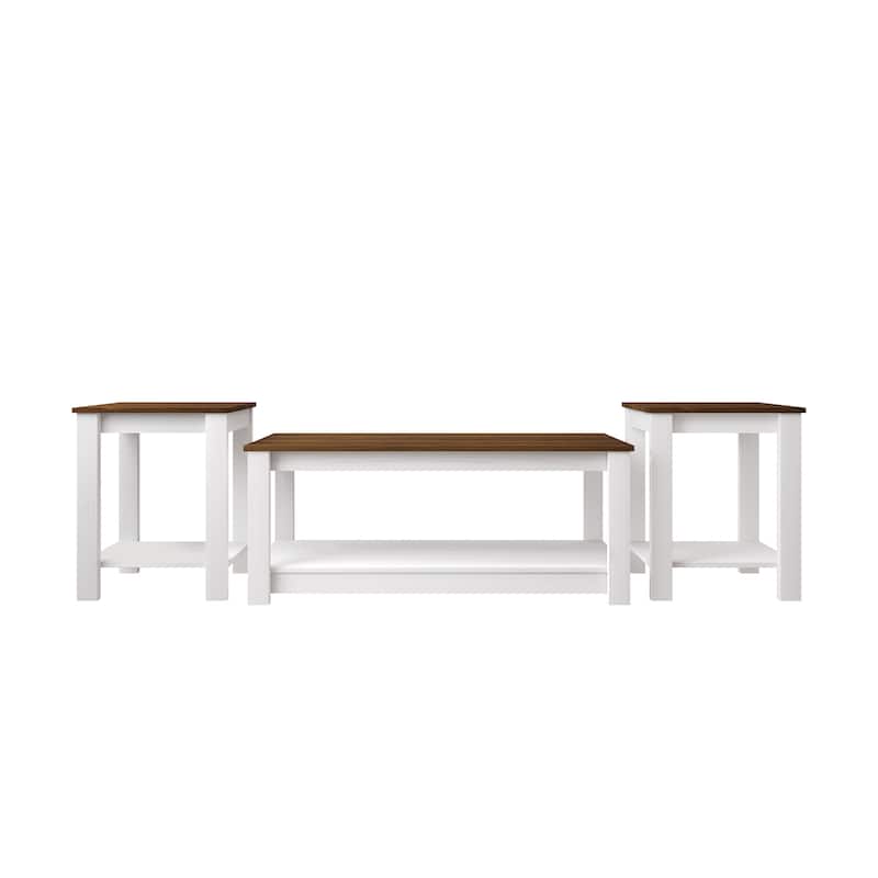 CraftPorch Classic 3- Pieces Coffee Table Set - Light Grey