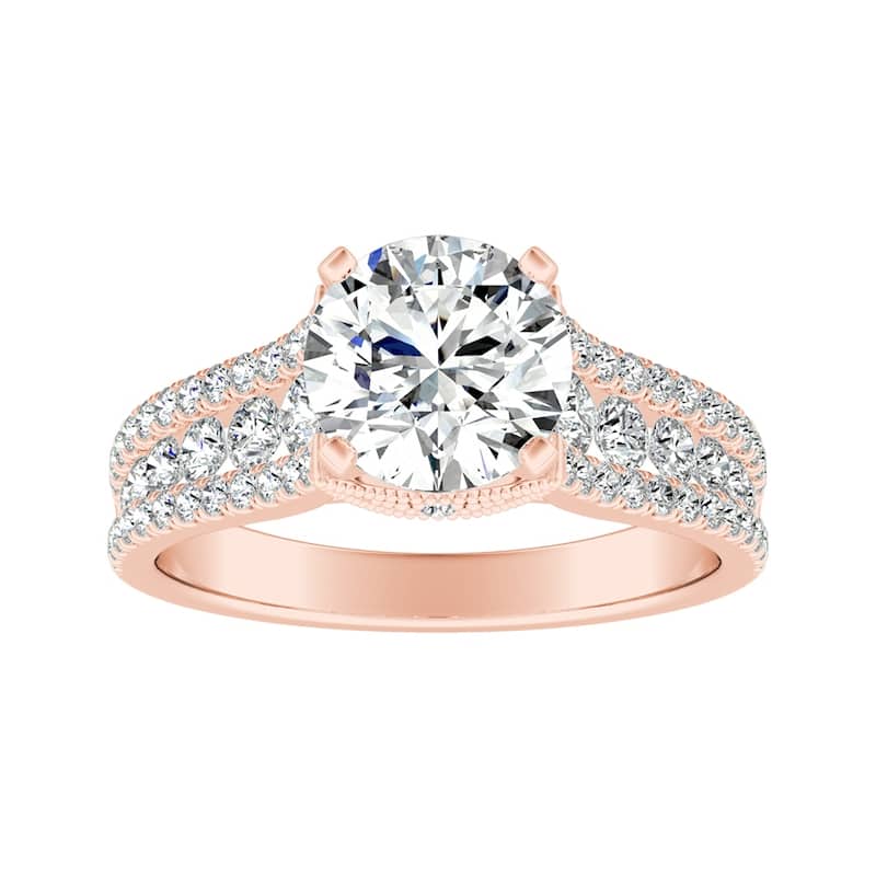 Auriya 14k Gold Vintage 1 1/2ct Moissanite and Diamond Engagement Ring 5/8ctw - Rose - 5.5