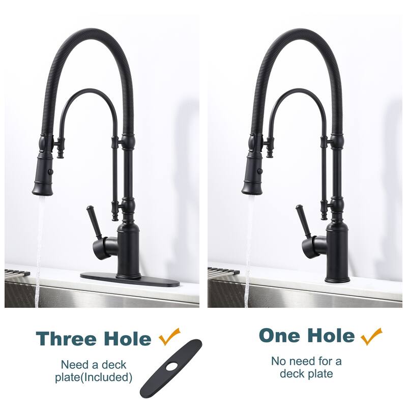 WOWOW Single Handle Gooseneck Pull Down Sprayer Kitchen Faucet