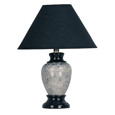 HomeRoots 13" Black Ceramic Bedside Table Lamp With Black Shade - 10