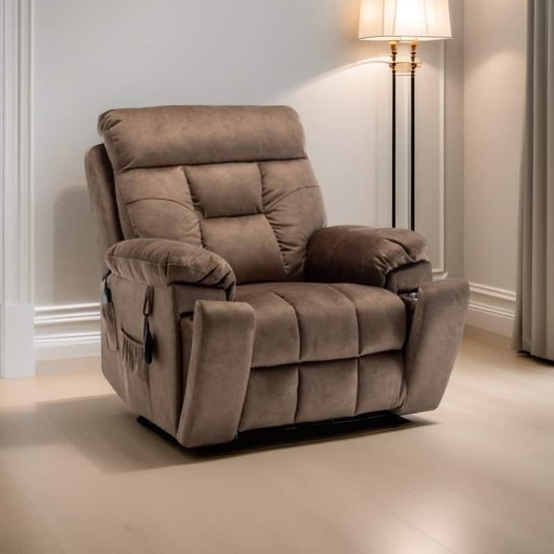 Power Lift Recliner with 8-Point Massage, Lumbar Heat, German OKIN Motor, Stainless Steel Cup Holder, and 10-Minute Setup