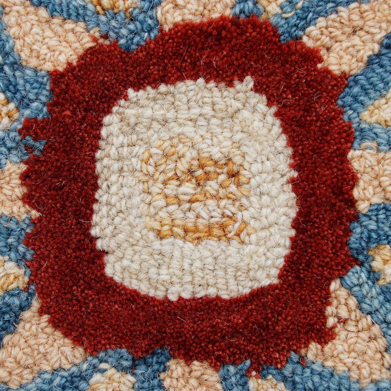 Sevita Beige/Blue Medallion Round Area Rug