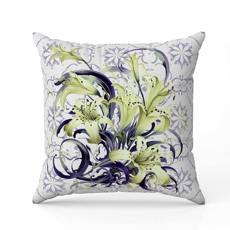 Lily Legends Indoor/Outdoor Reversible Throw Pillow Purple and Green