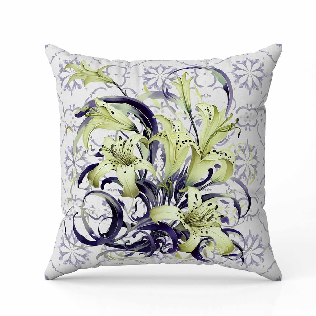 Lily Legends Indoor/Outdoor Reversible Throw Pillow Purple and Green