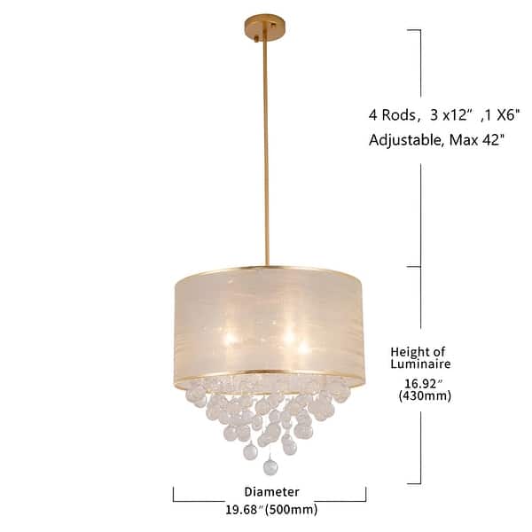 4-Light Drum Chandelier with Crystal Bubbles Gold Finish - Bed Bath ...