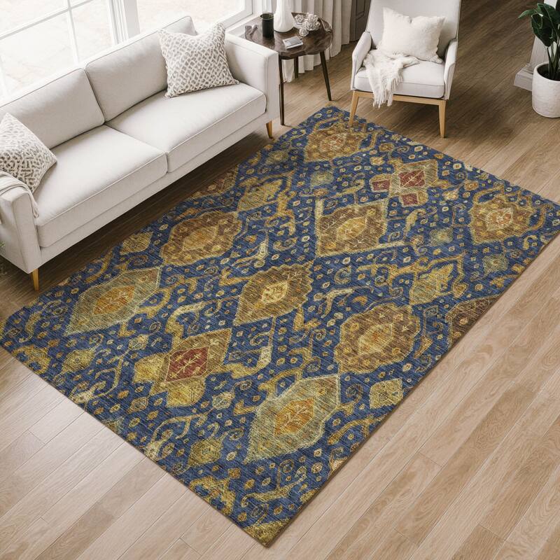 Machine Washable Indoor/ Outdoor Traditional Venetian Chantille Rug