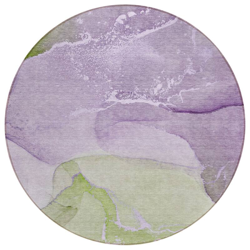 Machine Washable Indoor/ Outdoor Abstract Marble Chantille Rug