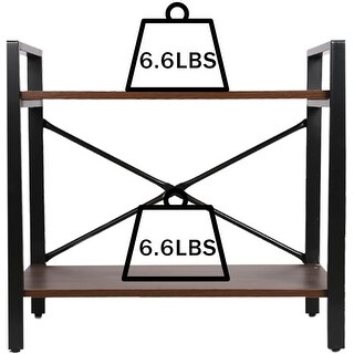 2 Tier Frame Bookshelf, Small 2 Shelf Wood and Metal Bookcase, Vintage ...