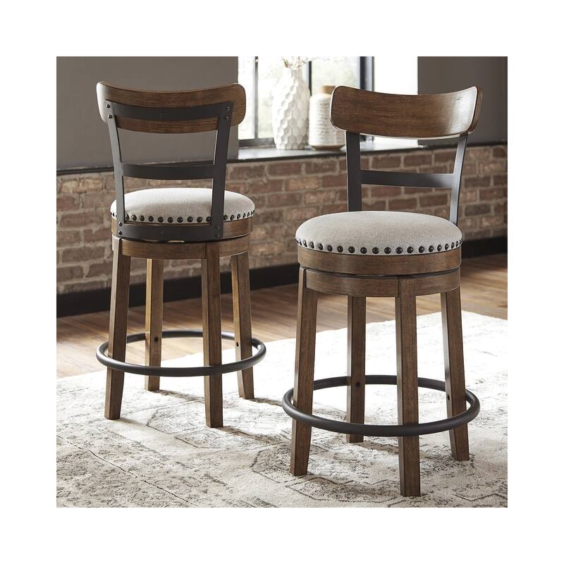 Valebeck Swivel Barstool - Single - Brown - Counter Height