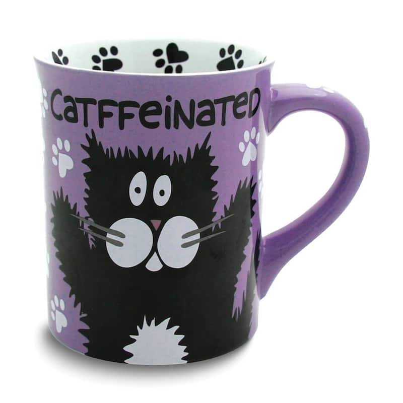 Curata Catffeinated/Decatf 16 Oz. Stoneware Cat Mug
