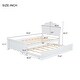 preview thumbnail 3 of 11, Wood Platform Bed with Flower Shape Headboard & Trundle Bed, White