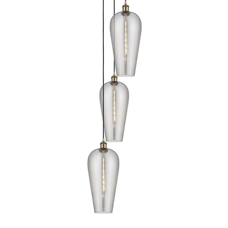 Innovations Lighting 113B-3P-58-15 Chelsea Pendant Chelsea 3 Light 15" - Antique Brass / Light Smoke
