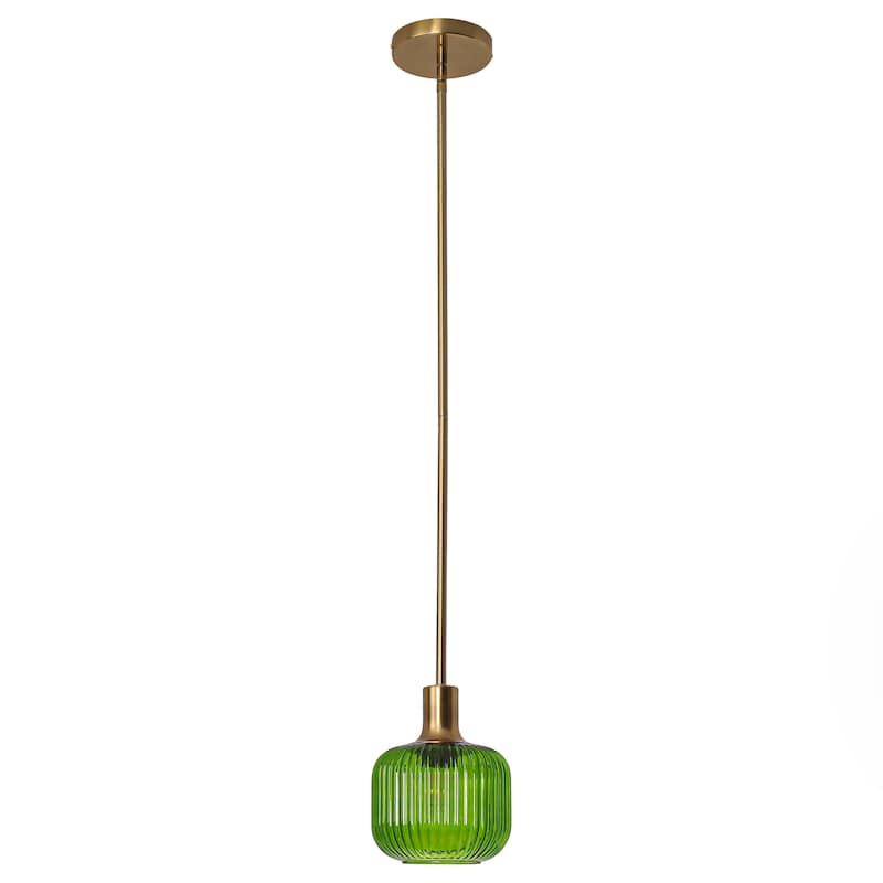 6" Wide Vintage 1-light Green Glass Pendant Light