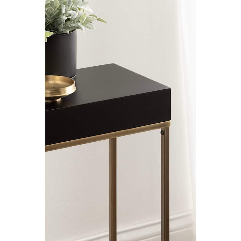 Kate and Laurel Karlsen Wood and Metal Slim Side Table