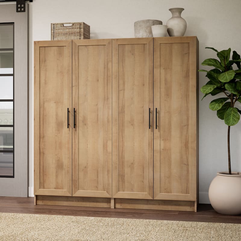 Prepac Elite 65" Tall Oak Accent Kitchen Pantry Cabinet, Craft or Bathroom Storage Cabinet, Buffet Storage with Panel Doors