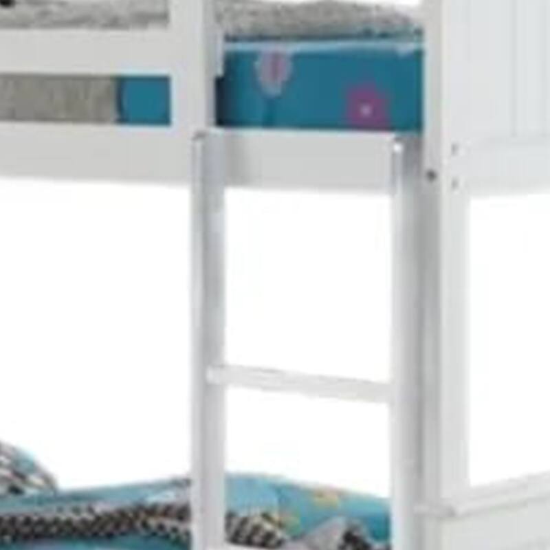 Rexo Twin over Full Bunk Bed with Ladder, Plank Style Headboard, White