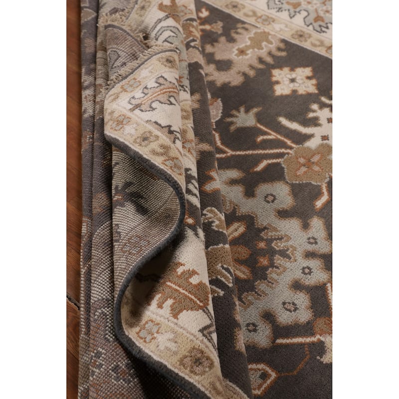 All-Over Floral Oushak Indian Area Rug Hand-Knotted Wool Carpet - 7'10"x 10'3"