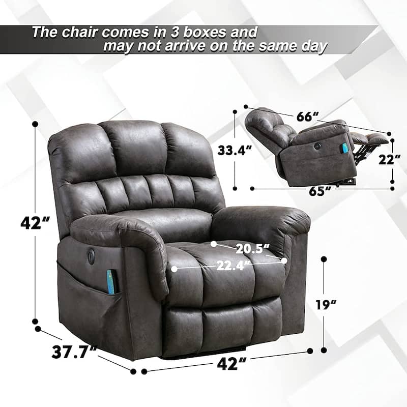 42" Wide Oversize Power Lift Recliner Chair with Massage and Heating