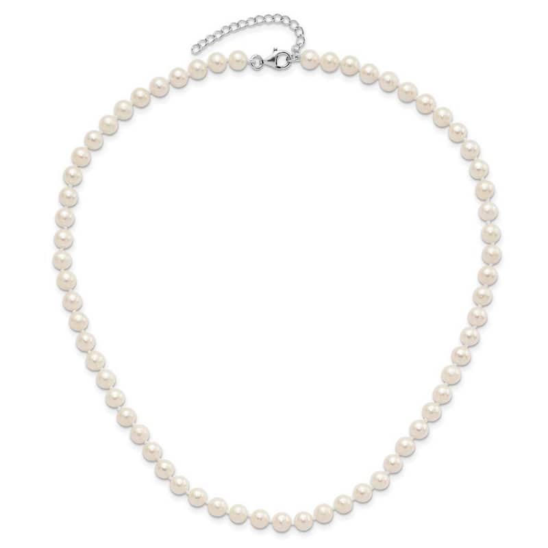 Curata 925 Sterling Silver 4-5mm Freshwater Cultured Pearl Necklace Bracelet Set